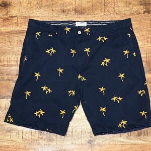 Denim & Flower Ricky Singh Dark Navy Blue Golden Palm Tree Chino Shorts Sz38 (7)